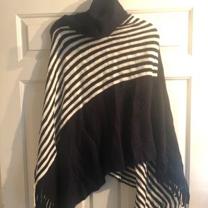 Navy and white striped poncho.  NWT